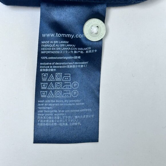 Tommy Hilfiger Slim Fit Long-Sleeve Polo XL Navy Blue Cotton - Picture 3 of 4